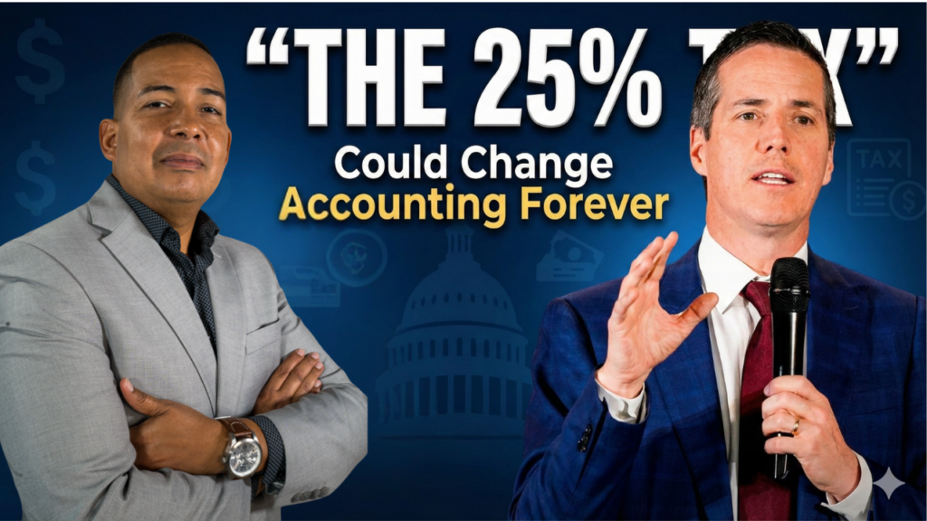 Tax expert and U.S. Senator Bernie Moreno discussing the proposed 25 percent outsourcing tax that could impact accounting and international services