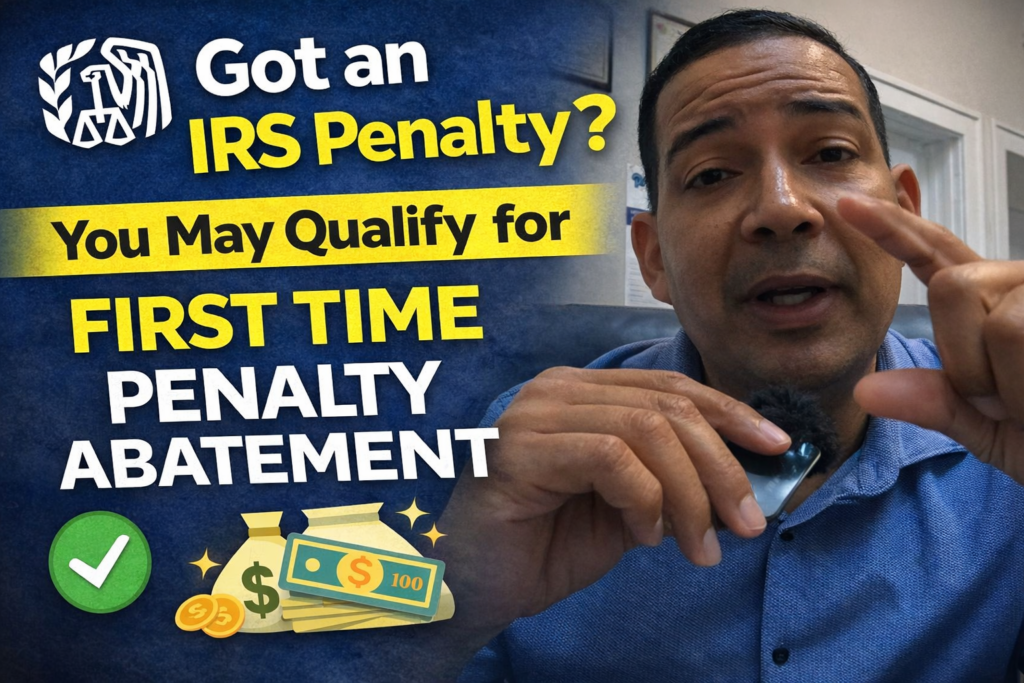 IRS First Time Penalty Abatement concept showing how taxpayers may qualify to remove IRS tax penalties.
